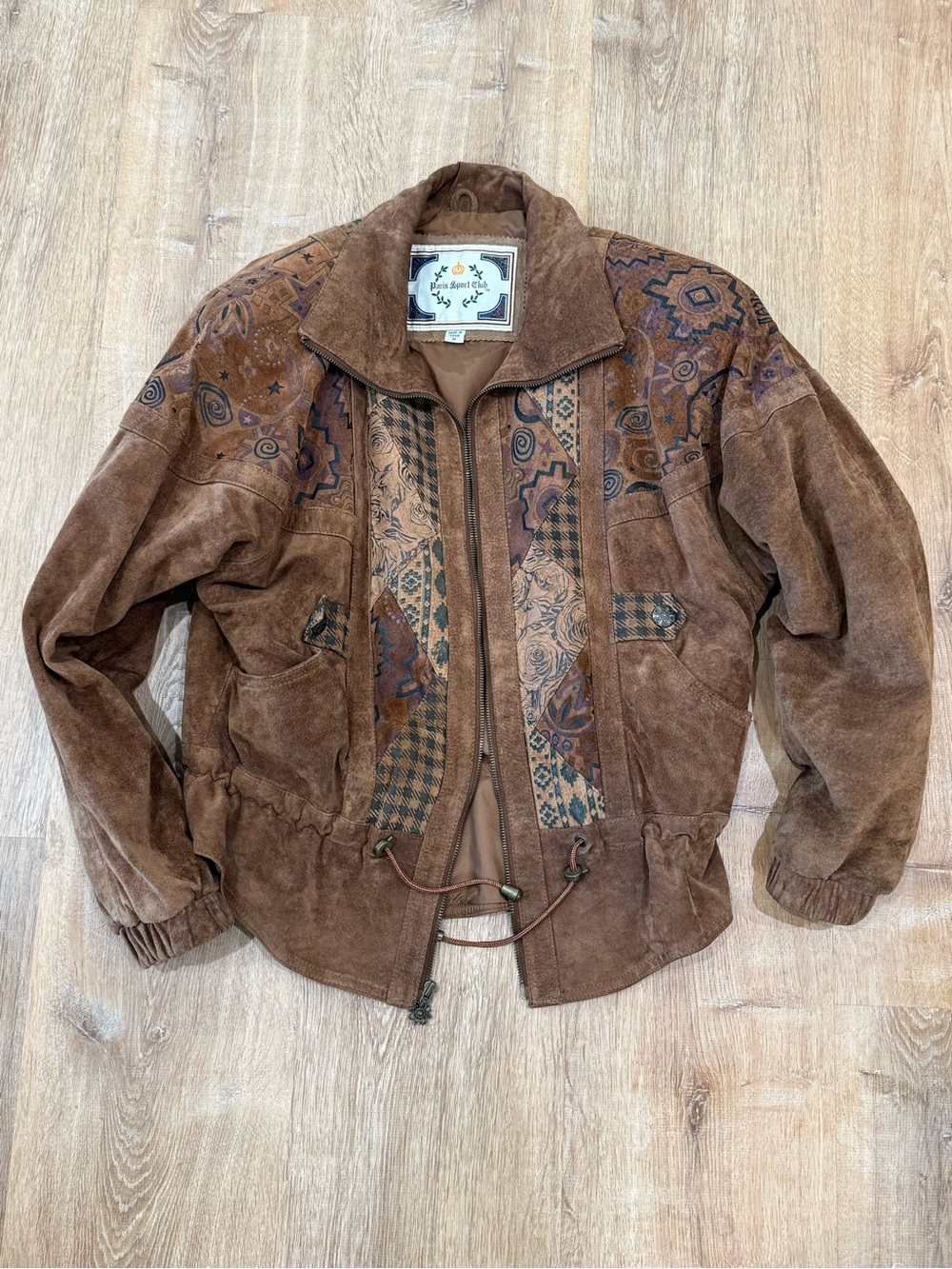 Vintage Brown Suede Patterned Women's Leather Jacket